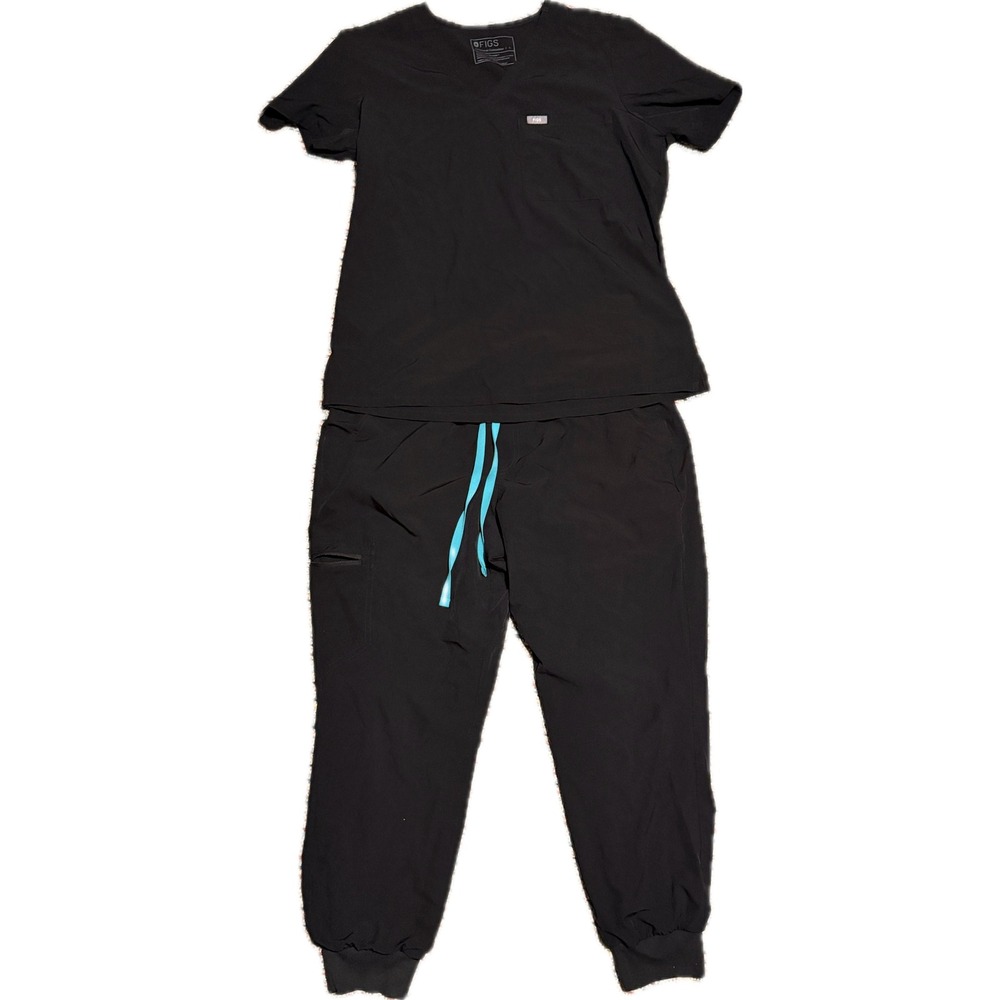 FIGS Technical Collection Black Scrub Set Womens L Top LP Joggers W23SW200SP